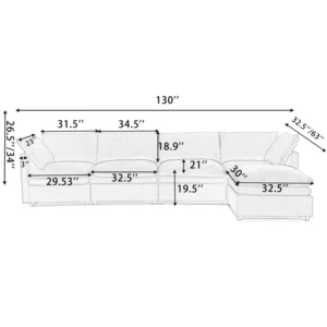 Modern U-shaped 5-seat sofa